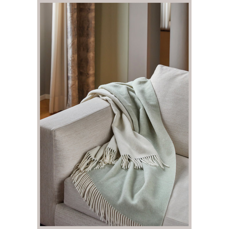  Cashmere and Wool Cashmere Throw Blanket, Panna Bianco