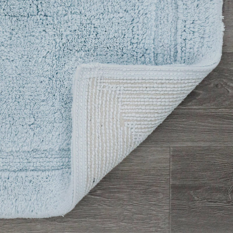 Jean Pierre Lydia Border Rane Plush Bath Rug, White, 17"W x 24"L