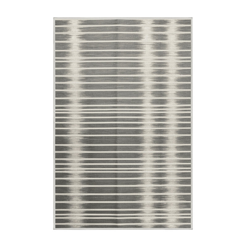  Tapis lavable rayé blanc argenté, Rectangle 5 pi x 7 pi