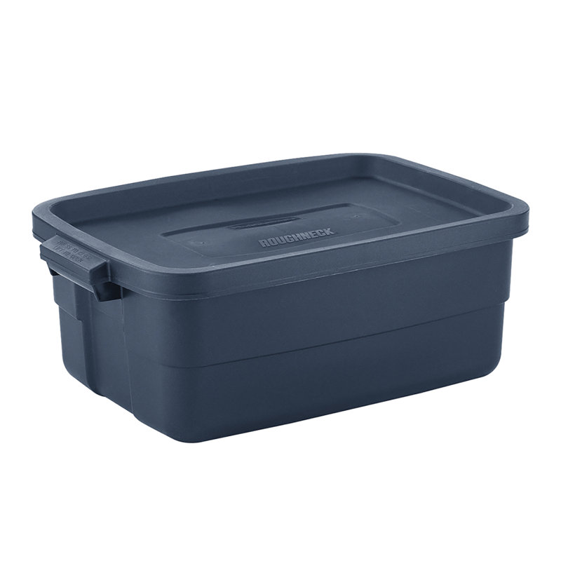 Boîtes de rangement Rubbermaid Roughneck 10 gallons avec couvercles, paquet de 8, indigo foncé métallique