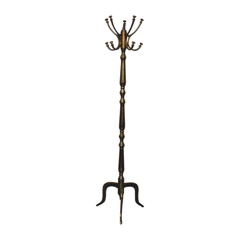 Brinkmann Metal Freestanding 8 - Hook Coat Rack, Brass