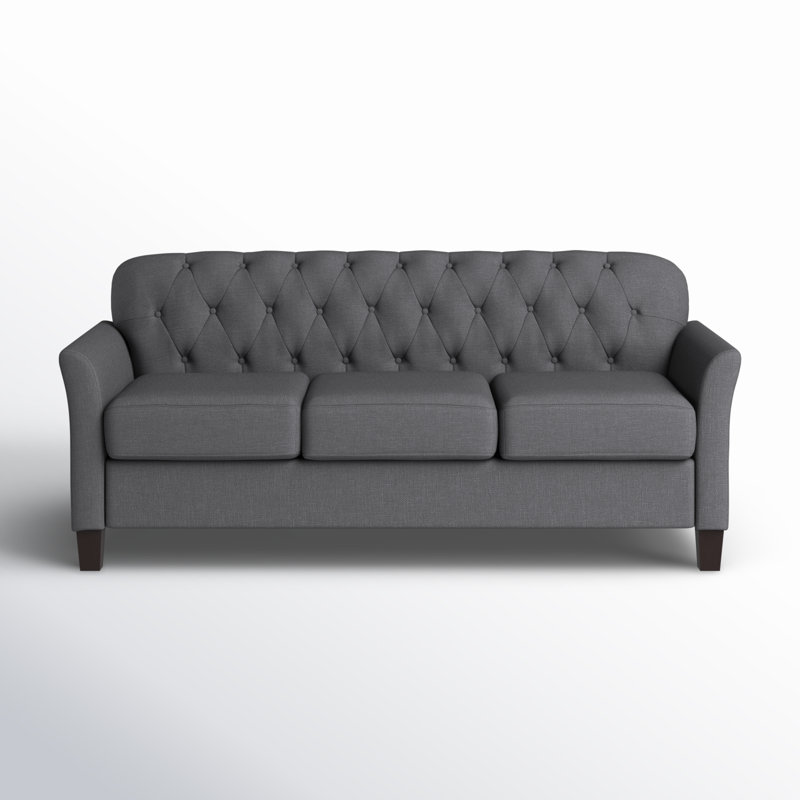 Aimo 73" Wide Tufted Back Sofa, Gray Polyester