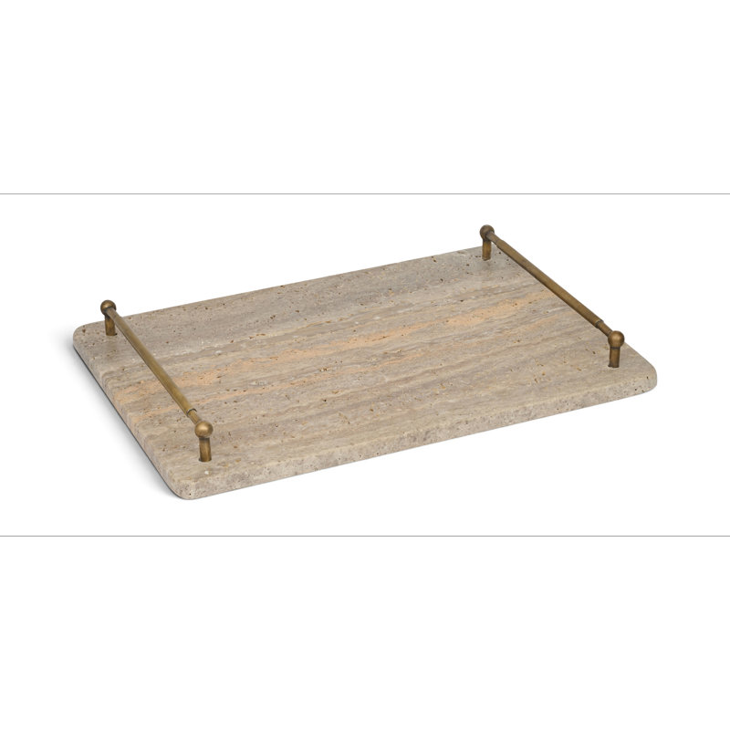 Plateau en travertin Nathan Grey, Grey Travertine