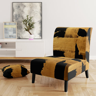 Talaisha Black & White Crossing Paths II - Upholstered Modern Accent Slipper Chair