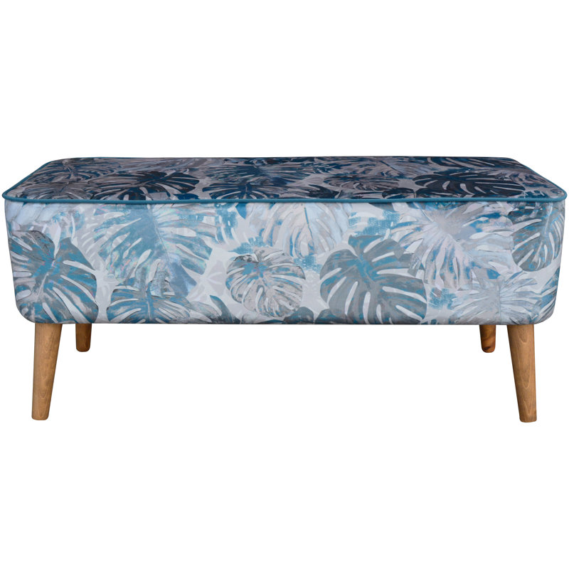 Polyester Blend Upholstered Bench, Blue