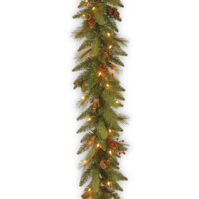 6ft. Long Needle Pine Cone Garland with Clear Lights