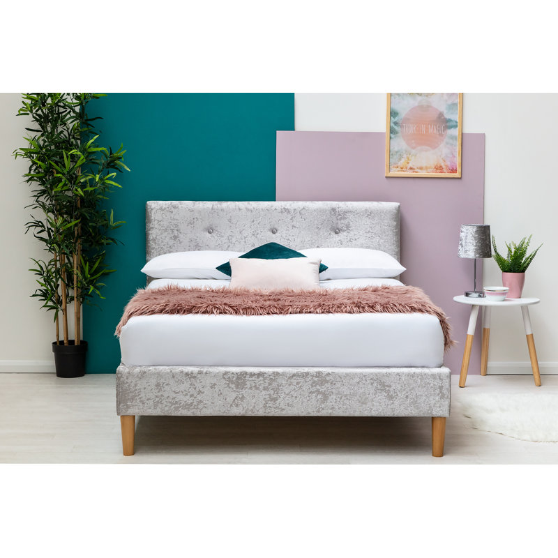 Jessamine Upholstered Bed, Kingsize (5'), Crushed Silver, Open Coil