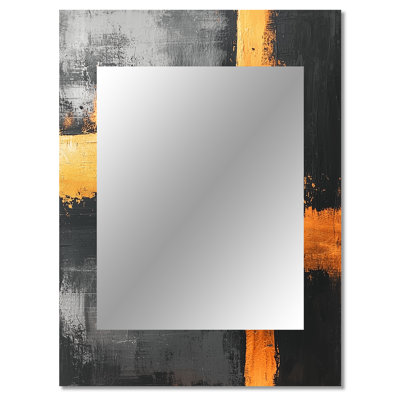 Black And Gold Converge Dream I - Line Art Unique Wall Mirror, Gold Mirror, Printed Metal Art