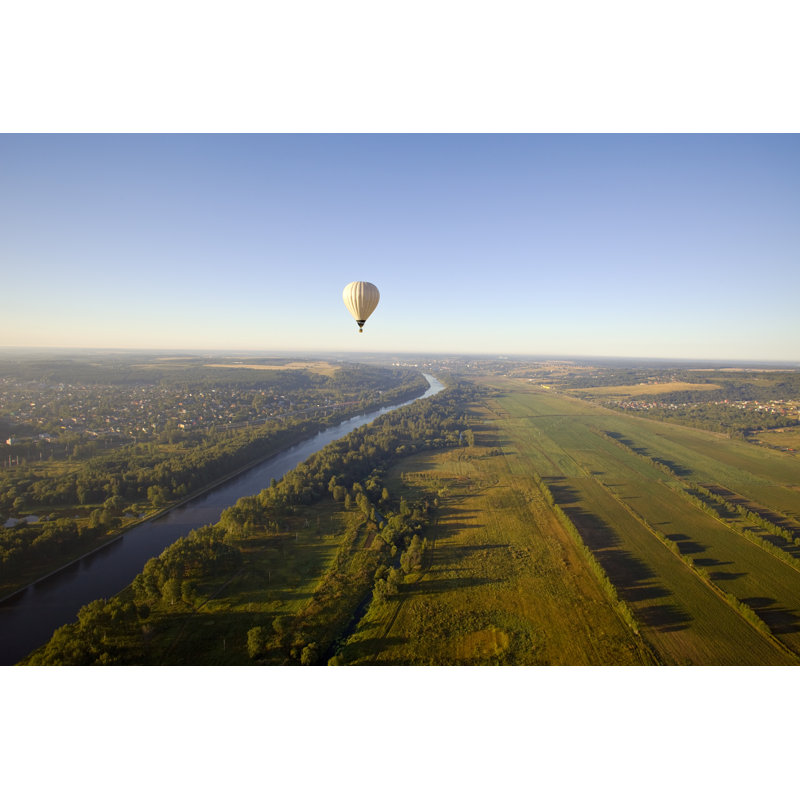 Balloon Fly Over River 1 Piece Wrapped Canvas Wall Art, 61cm H x 91cm W