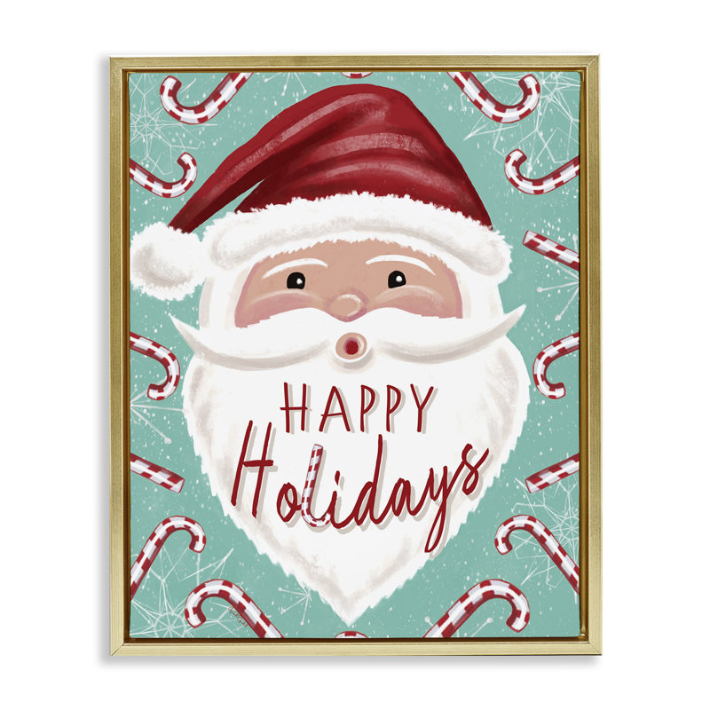 Cadre flottant Jolly Santa & Candy Canes, conception par Elizabeth Tyndall, H 21 po x l 17 po, Cadre flottant métallique doré