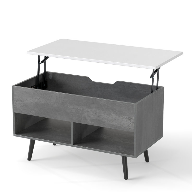 Lift Top Coffee Table with Storage, Grey, White