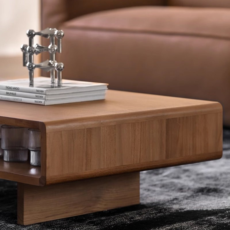 Solid wood tea table with medieval design