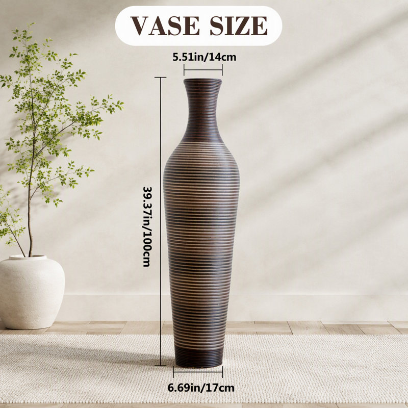 Vase de plancher 39,4 pouces de hauteur avec finition dégradée brune