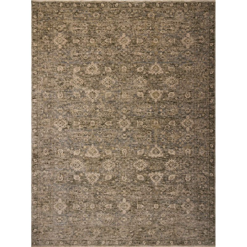 Junie Lagoon and Natural Rectangular Synthetic Area Rug