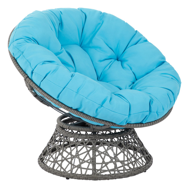 Leianna Upholstered Swivel Accent Chair, Gray, Blue Polyester Blend