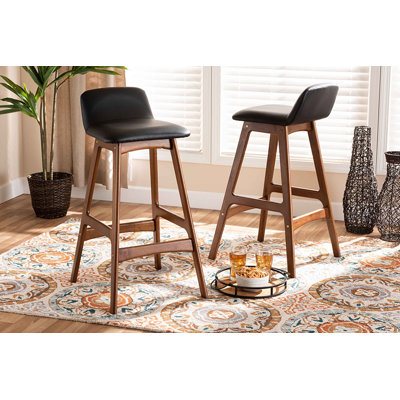 Upholstered Counter Stool with Solid Wood Frame