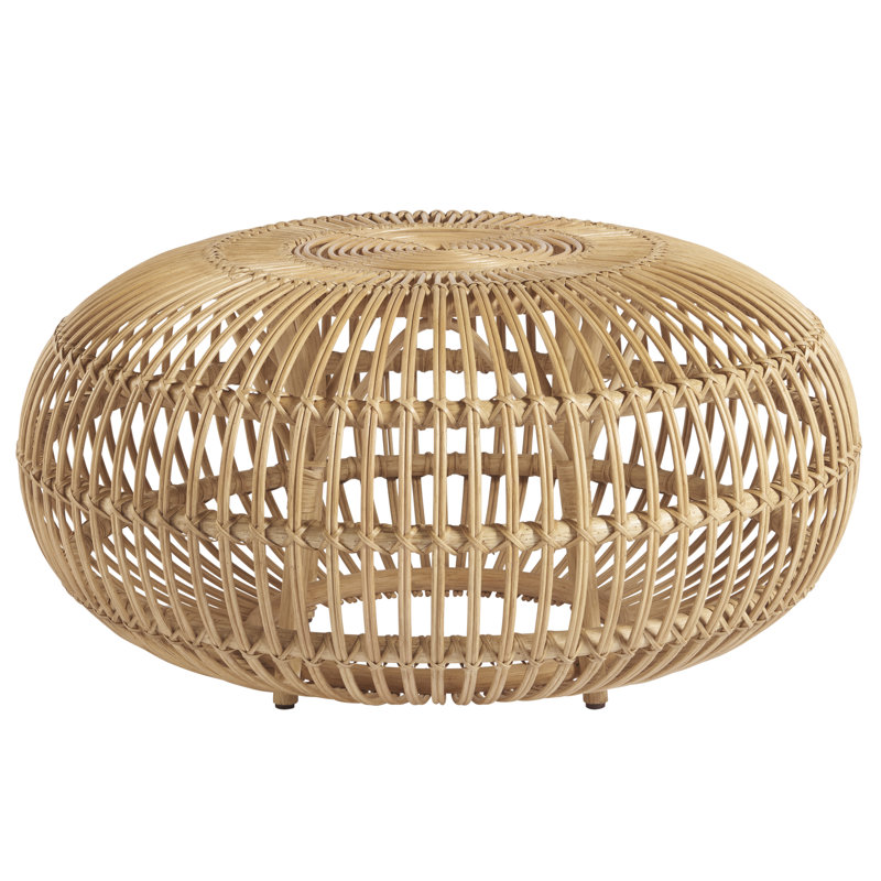 Coastal Charm Round Rattan Coffee Table, 36" Brown