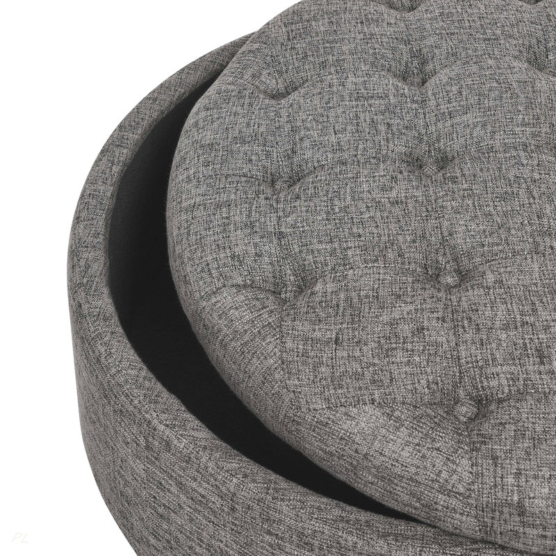 Tufted Storage Ottoman, Dark Gray