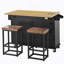 Îlot de cuisine Farmhouse avec abattant et 2 sièges, ensemble de table de cuisine avec armoire de rangement, tiroirs, tablettes de porte et prise de courant-234316094