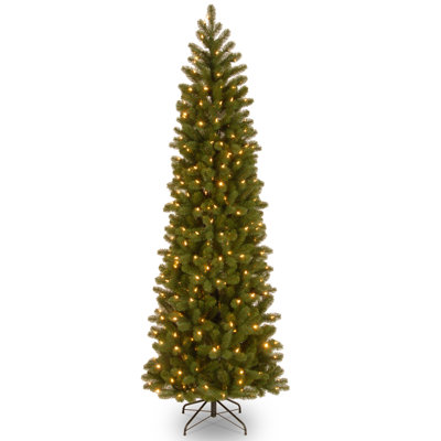 The Holiday Aisle® Downswept Douglas Fir Pencil Slim Tree with Clear Lights