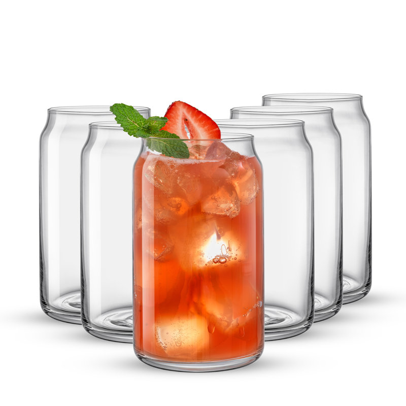 Clear Glass Can Shaped Tumbler Set, 17oz, Dishwasher Safe