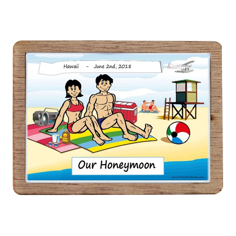 Magnet en bois personnalisé pour bronzer en couple - excellent cadeau!, Oui
