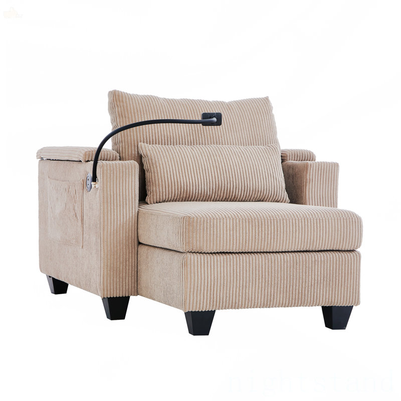 Fauteuil de 37,4 po avec ports USB, Brun