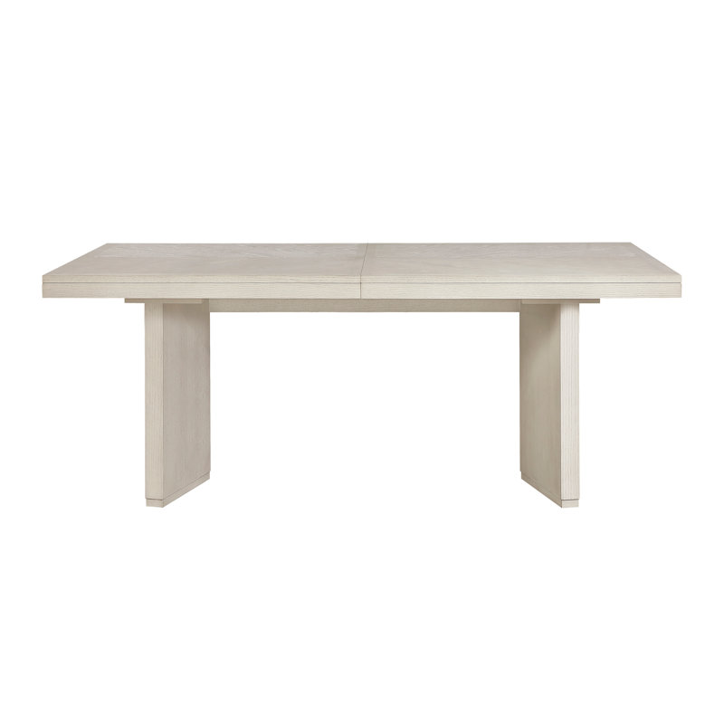 Table de salle à manger rectangulaire, 42 x 95,5 po, bois, 2 pièces, blanc antique et ivoire, 4 sièges, avec rallonge