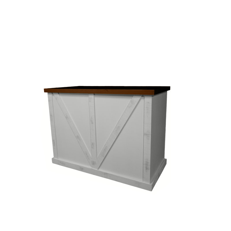 Farmhouse 48" Solid Wood Kicthen Island with trash bin compartment, Bright White