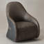 Fauteuil demi-tonneau pivotant en cuir véritable l 30,7 po-1415633770