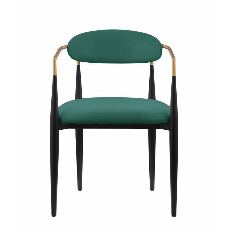 Ensemble de chaises rembourrées en tissu vert 2 pièces Modern Contemporary, Vert