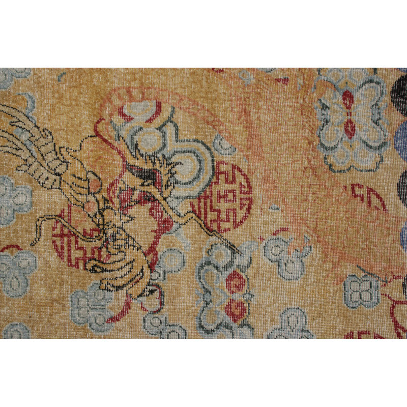 Distressed Homage Hand Knotted Wool Area Rug, Rectangle 10' x 14'