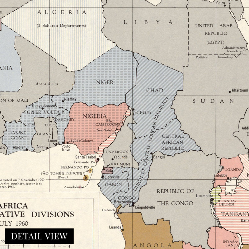 1960 1960, affiche de la carte de l'Afrique, l 24 po x H 24 po