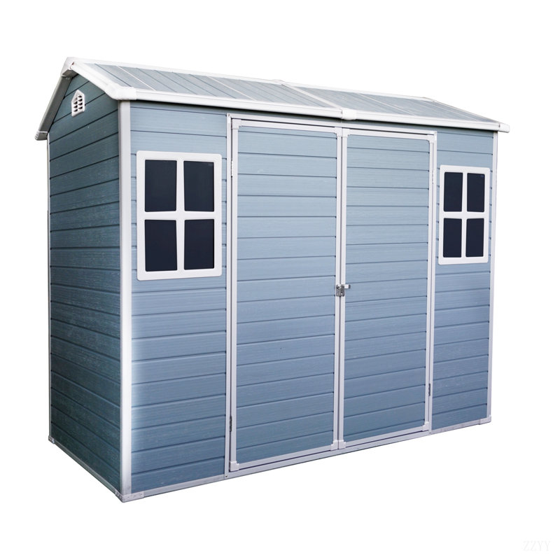 8 Ft X 4 Ft Outdoor Storage Shed With Two-Window And Double-Door, Plastic Shed With Floor For Gargen,Patio,Yard,Lawn, Gray