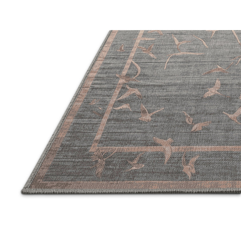 Tapis gris lavable à la machine, Carré 8 pi