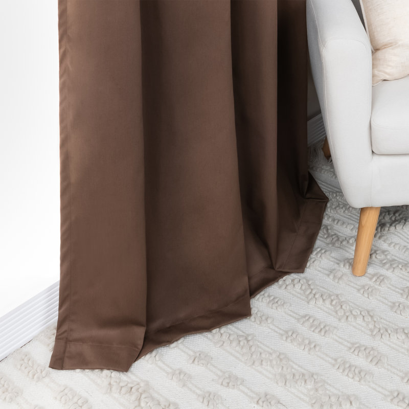 Rideau en mélange de coton, L 52 po x L 84 po, Brun