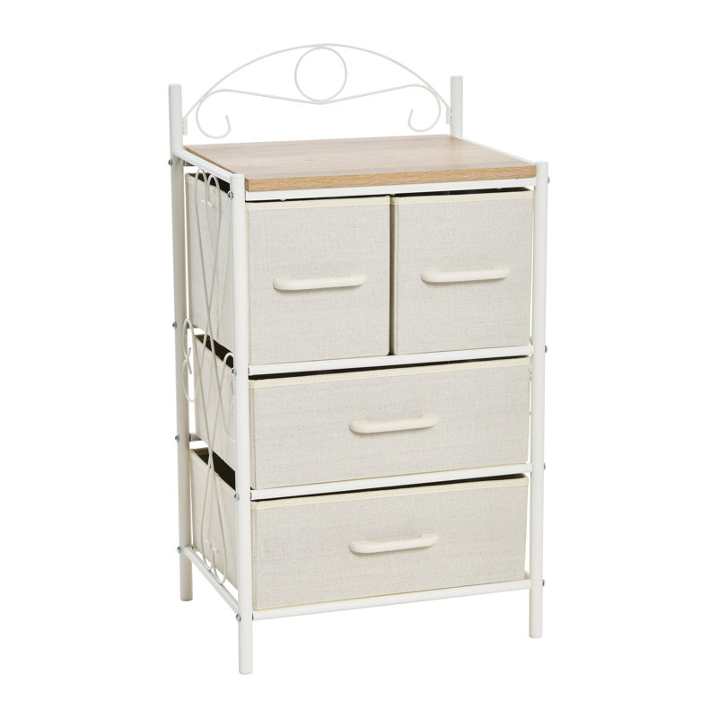 Brundrett 4 Drawer Storage Drawer, Coastal Oak/White