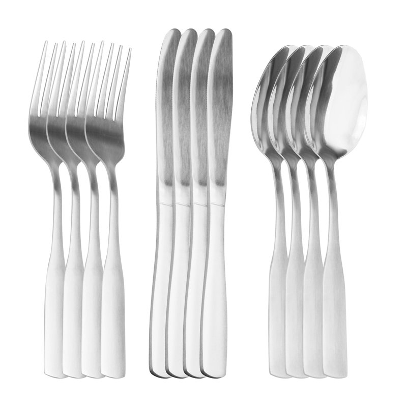 Ensemble 24 pièces de vaisselle et de couverts en verre opale 24 pièces en blanc