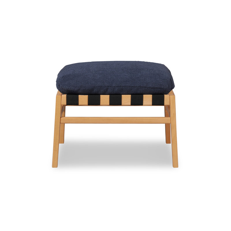 Repose-pieds Mid Century, Bleu indigo, Hêtre