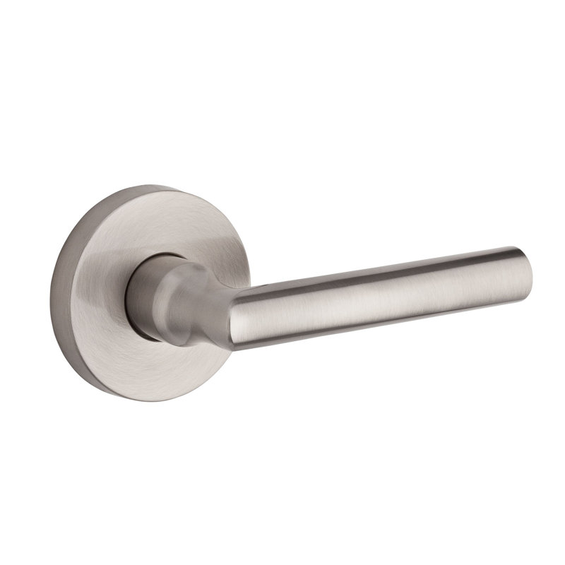 Tubed Door Lever with Round Rose, Keyed Alike, Satin Nickel, Yes