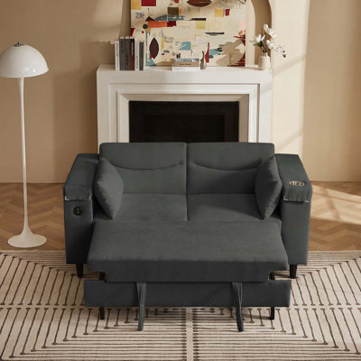 Chenille Fabric Sleeper Sofa Bed with Storage,USB Port
