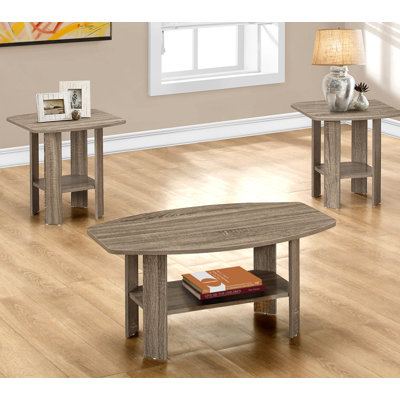 Ensemble de table, ensemble de 3 pièces, café, bout, côté, accent, salon, stratifié brun, transitionnel