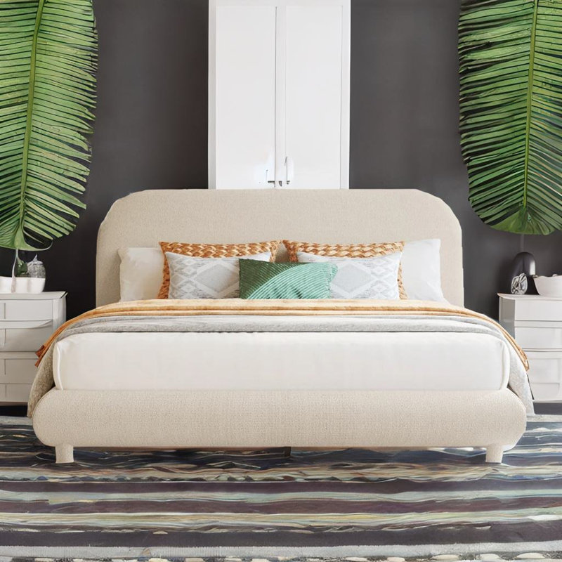 Kestra Upholstered Platform Bed, Full / Double, Beige