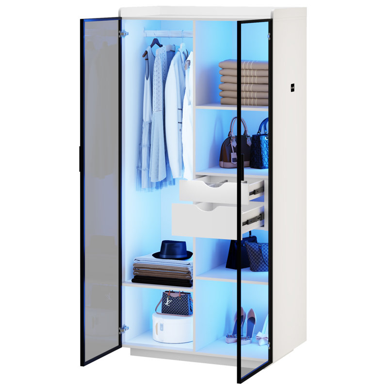 2 Door Manufactured Wood Wardrobe, White
