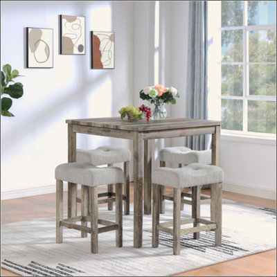 Dining Table, Bar Table And Chairs Set, 5 Piece Dining Table Set, Industrial Breakfast Table Set, For Living Room, Dining Room, Game Room by 17 Stories