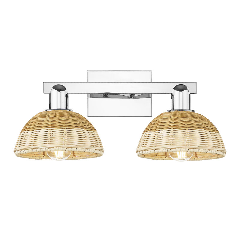 Ciesla - 4 Light Bath Vanity Light with Basketweave Shade, 11.25" H x 16" W x 8" D, Polished Chrome, 2 Lights