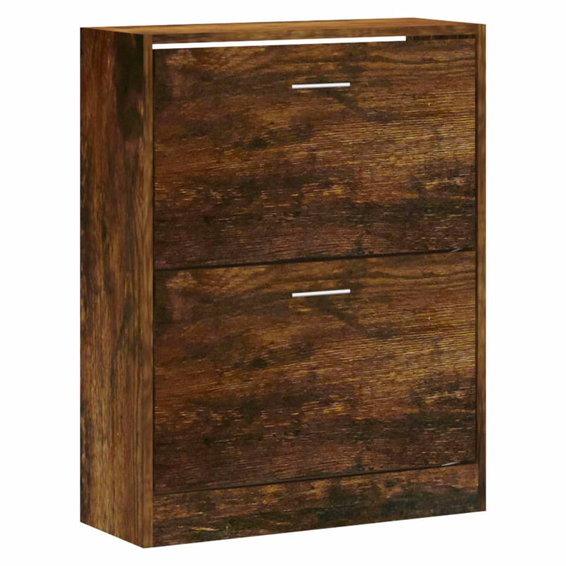 4 Pair Shoe Storage Cabinet, Smoked Oak