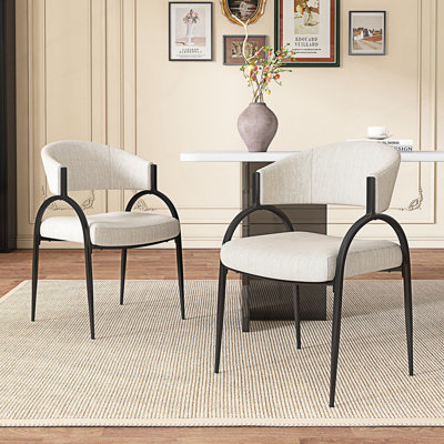 Ensemble de 2 chaises de salle à manger rembourrées avec pieds en métal