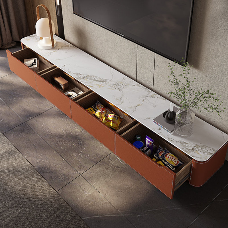 Meuble télé de style moderne et minimaliste, Orange / blanc / gris, 70.87"