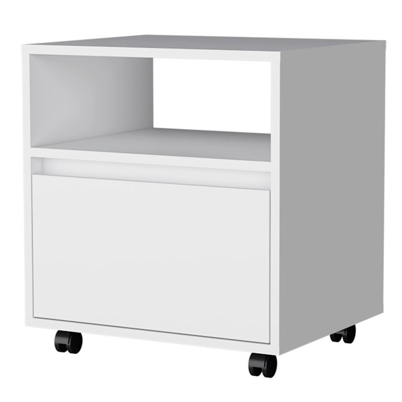 Bedroom Nightstand With 1 Drawer And In White - Maximize Style 1 Effortless Mobility For Organization, White